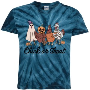 Chick Or Treat Halloween Witch Spooky Chicken Kids Tie-Dye T-Shirt