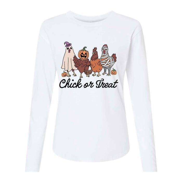 Chick Or Treat Halloween Witch Spooky Chicken Womens Cotton Relaxed Long Sleeve T-Shirt