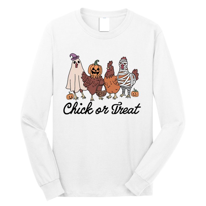 Chick Or Treat Halloween Witch Spooky Chicken Long Sleeve Shirt