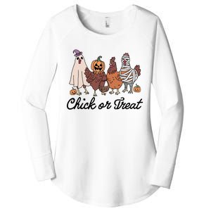 Chick Or Treat Halloween Witch Spooky Chicken Women's Perfect Tri Tunic Long Sleeve Shirt