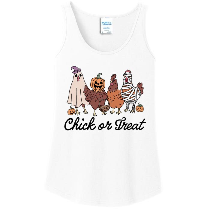 Chick Or Treat Halloween Witch Spooky Chicken Ladies Essential Tank