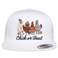 Chick Or Treat Halloween Witch Spooky Chicken Flat Bill Trucker Hat