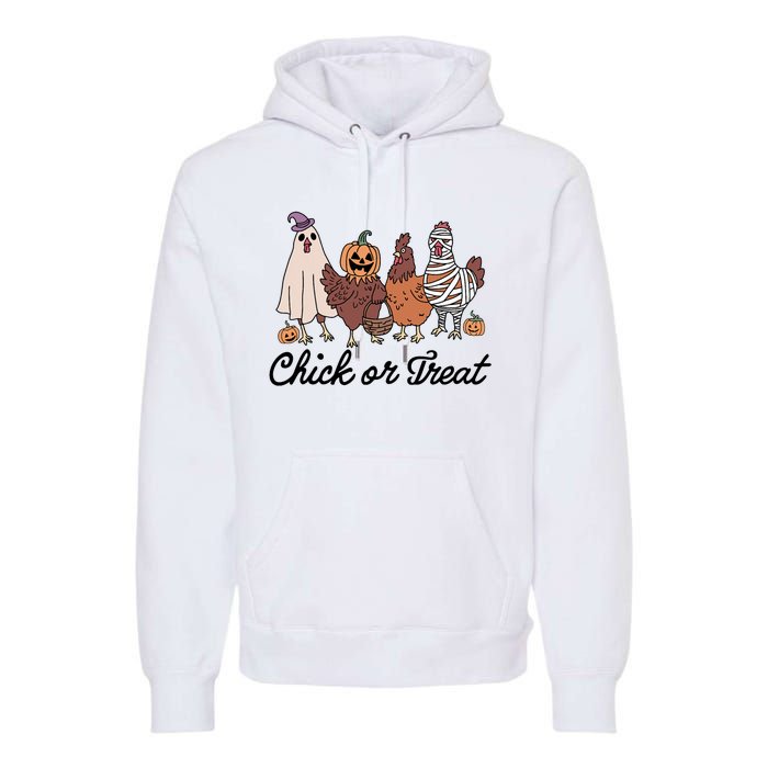 Chick Or Treat Halloween Witch Spooky Chicken Premium Hoodie