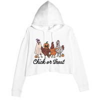 Chick Or Treat Halloween Witch Spooky Chicken Crop Fleece Hoodie