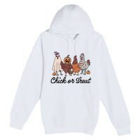 Chick Or Treat Halloween Witch Spooky Chicken Premium Pullover Hoodie