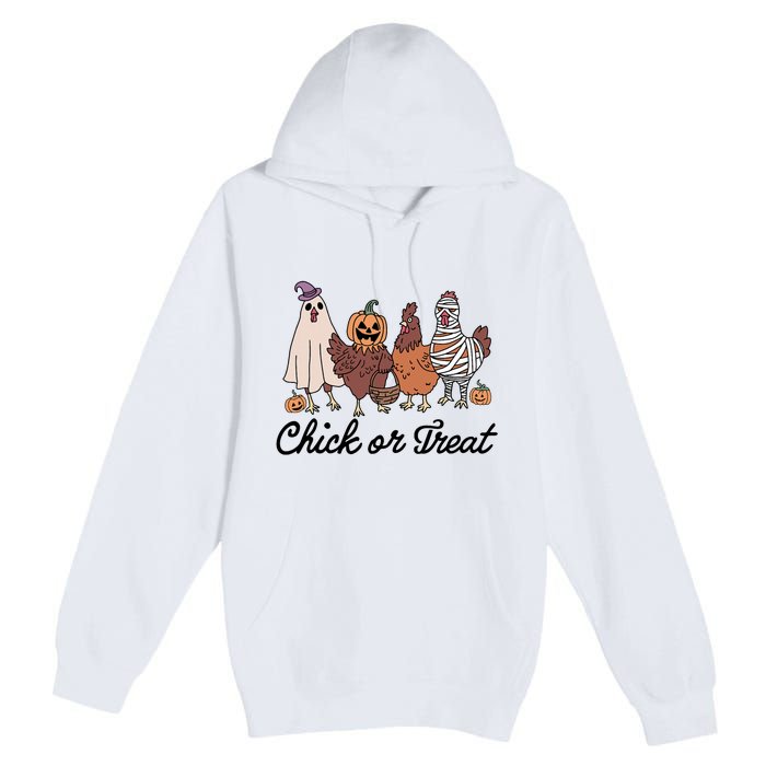 Chick Or Treat Halloween Witch Spooky Chicken Premium Pullover Hoodie