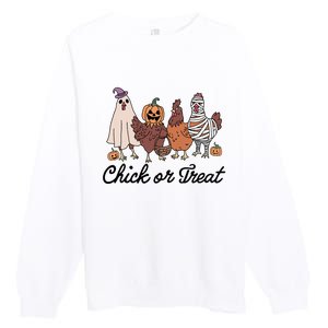 Chick Or Treat Halloween Witch Spooky Chicken Premium Crewneck Sweatshirt