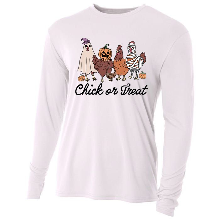 Chick Or Treat Halloween Witch Spooky Chicken Cooling Performance Long Sleeve Crew