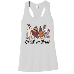 Chick Or Treat Halloween Witch Spooky Chicken Women's Racerback Tank