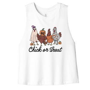 Chick Or Treat Halloween Witch Spooky Chicken Women's Racerback Cropped Tank