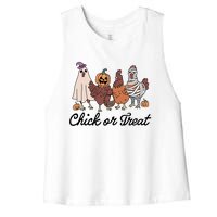 Chick Or Treat Halloween Witch Spooky Chicken Women's Racerback Cropped Tank