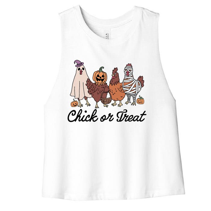 Chick Or Treat Halloween Witch Spooky Chicken Women's Racerback Cropped Tank