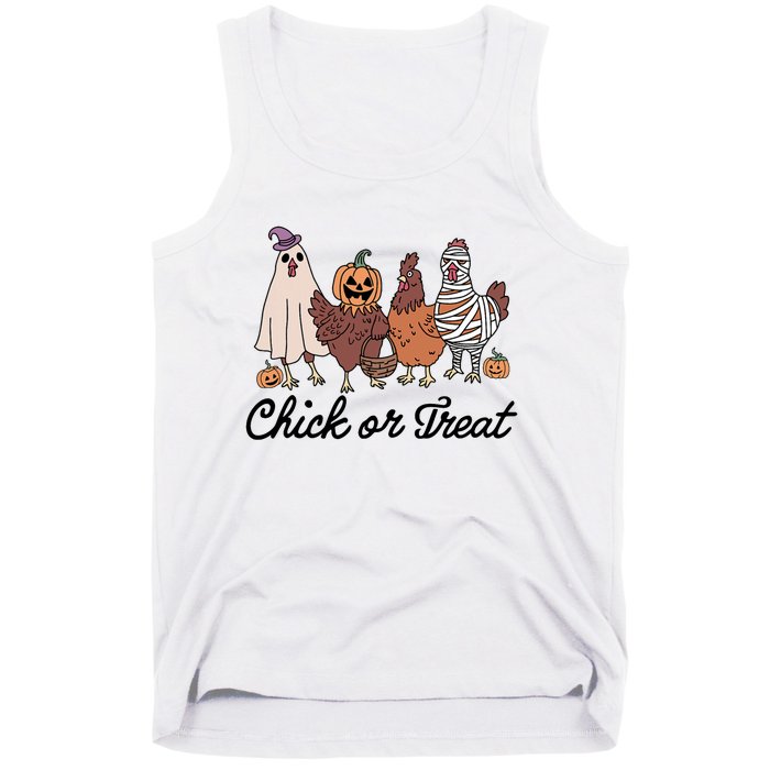 Chick Or Treat Halloween Witch Spooky Chicken Tank Top