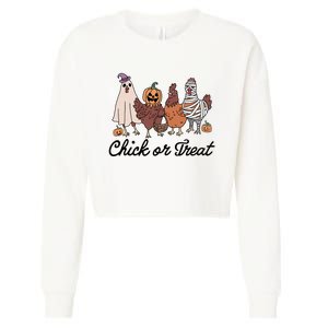 Chick Or Treat Halloween Witch Spooky Chicken Cropped Pullover Crew