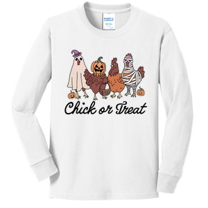 Chick Or Treat Halloween Witch Spooky Chicken Kids Long Sleeve Shirt