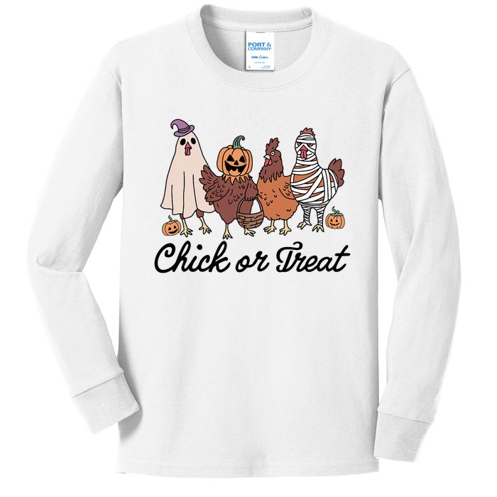 Chick Or Treat Halloween Witch Spooky Chicken Kids Long Sleeve Shirt