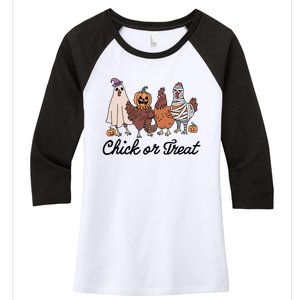 Chick Or Treat Halloween Witch Spooky Chicken Women's Tri-Blend 3/4-Sleeve Raglan Shirt