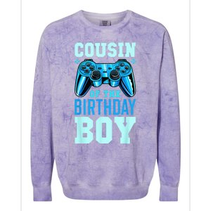 Cousin Of The Birthday Boy Matching Video Gamer Birthday Colorblast Crewneck Sweatshirt