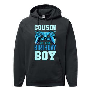 Cousin Of The Birthday Boy Matching Video Gamer Birthday Performance Fleece Hoodie