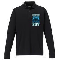 Cousin Of The Birthday Boy Matching Video Gamer Birthday Performance Long Sleeve Polo