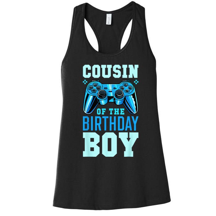 Cousin Of The Birthday Boy Matching Video Gamer Birthday Women's Racerback Tank