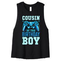 Cousin Of The Birthday Boy Matching Video Gamer Birthday Women's Racerback Cropped Tank