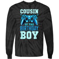 Cousin Of The Birthday Boy Matching Video Gamer Birthday Tie-Dye Long Sleeve Shirt