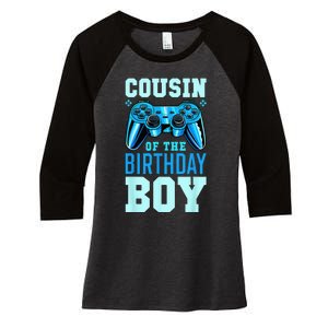 Cousin Of The Birthday Boy Matching Video Gamer Birthday Women's Tri-Blend 3/4-Sleeve Raglan Shirt