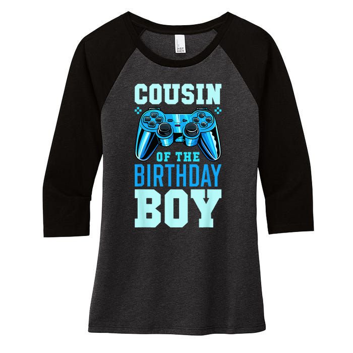 Cousin Of The Birthday Boy Matching Video Gamer Birthday Women's Tri-Blend 3/4-Sleeve Raglan Shirt