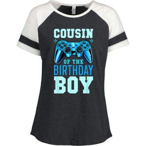 Cousin Of The Birthday Boy Matching Video Gamer Birthday Enza Ladies Jersey Colorblock Tee