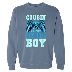 Cousin Of The Birthday Boy Matching Video Gamer Birthday Garment-Dyed Sweatshirt