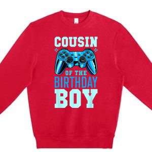 Cousin Of The Birthday Boy Matching Video Gamer Birthday Premium Crewneck Sweatshirt