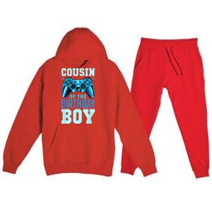 Cousin Of The Birthday Boy Matching Video Gamer Birthday Premium Hooded Sweatsuit Set