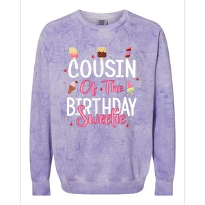 Cousin Of The Birthday Sweetie Girl Ice Cream Theme Party Colorblast Crewneck Sweatshirt