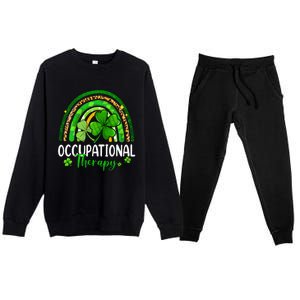 Cute Occupational Therapy OT St Patricks Day Leopard Rainbow Premium Crewneck Sweatsuit Set