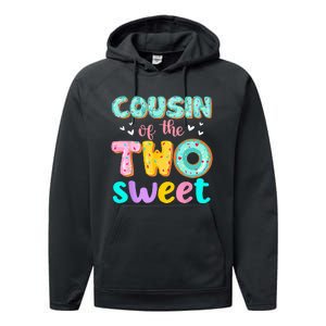 Cousin Of The Two Sweet Donut Birthday Family Theme Girl Performance Fleece Hoodie