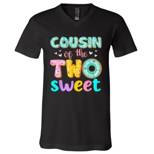 Cousin Of The Two Sweet Donut Birthday Family Theme Girl V-Neck T-Shirt