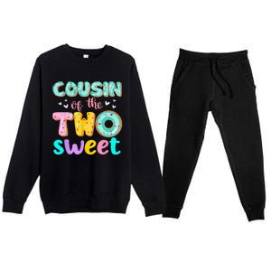 Cousin Of The Two Sweet Donut Birthday Family Theme Girl Premium Crewneck Sweatsuit Set