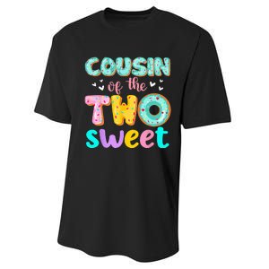 Cousin Of The Two Sweet Donut Birthday Family Theme Girl Performance Sprint T-Shirt