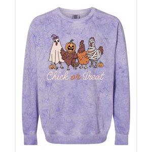 Chick Or Treat Halloween Witch Spooky Chicken Colorblast Crewneck Sweatshirt