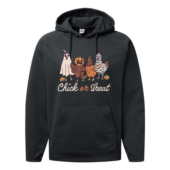 Chick Or Treat Halloween Witch Spooky Chicken Performance Fleece Hoodie