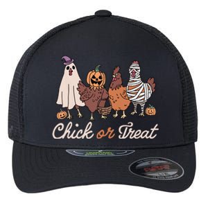 Chick Or Treat Halloween Witch Spooky Chicken Flexfit Unipanel Trucker Cap