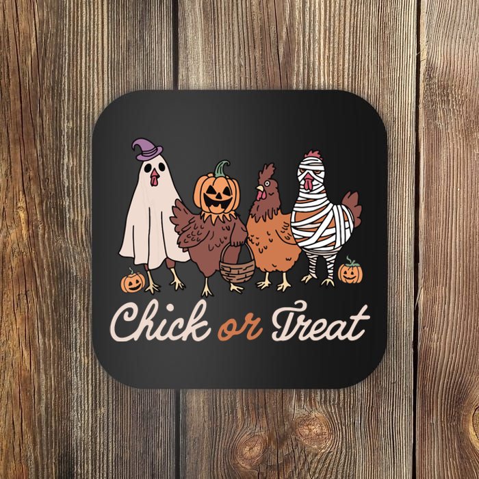 Chick Or Treat Halloween Witch Spooky Chicken Coaster