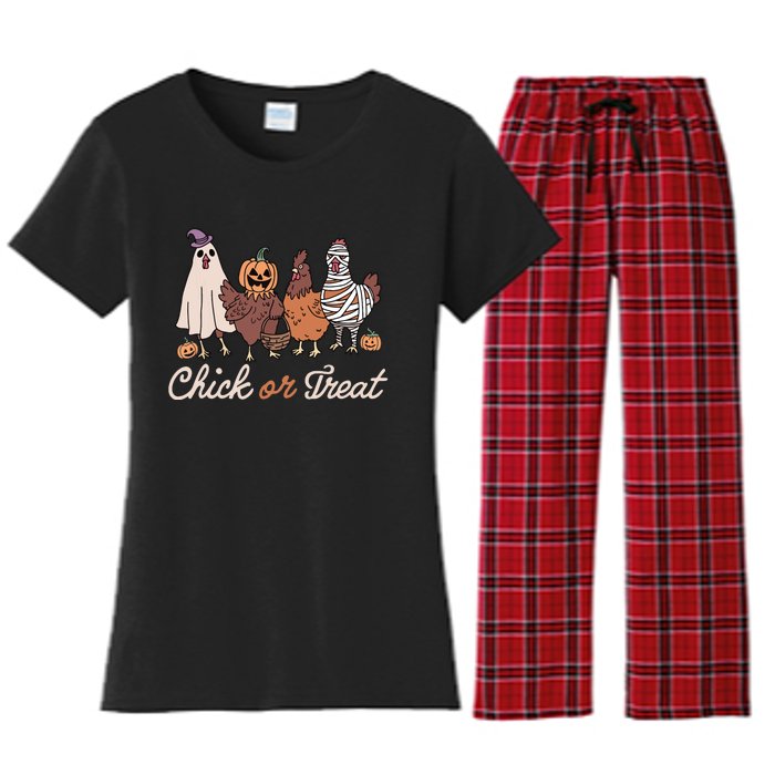 Chick Or Treat Halloween Witch Spooky Chicken Women's Flannel Pajama Set