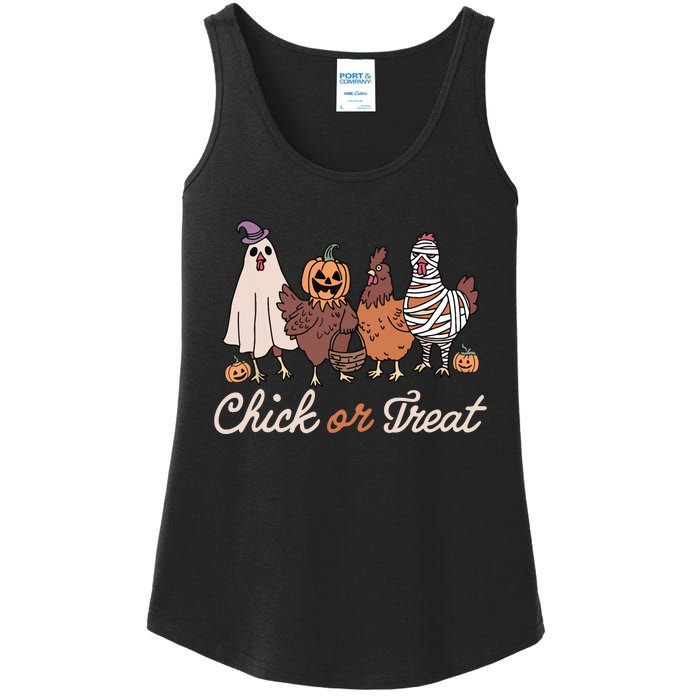 Chick Or Treat Halloween Witch Spooky Chicken Ladies Essential Tank