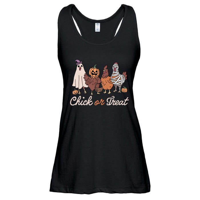 Chick Or Treat Halloween Witch Spooky Chicken Ladies Essential Flowy Tank