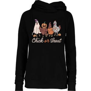 Chick Or Treat Halloween Witch Spooky Chicken Womens Funnel Neck Pullover Hood