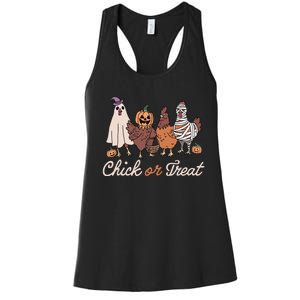 Chick Or Treat Halloween Witch Spooky Chicken Women's Racerback Tank