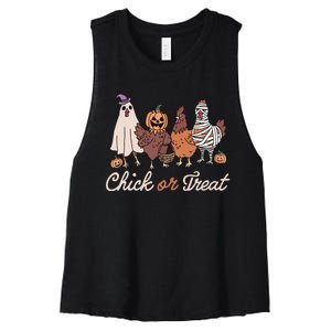 Chick Or Treat Halloween Witch Spooky Chicken Women's Racerback Cropped Tank