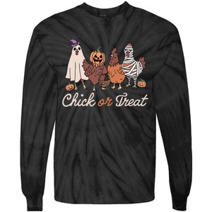 Chick Or Treat Halloween Witch Spooky Chicken Tie-Dye Long Sleeve Shirt